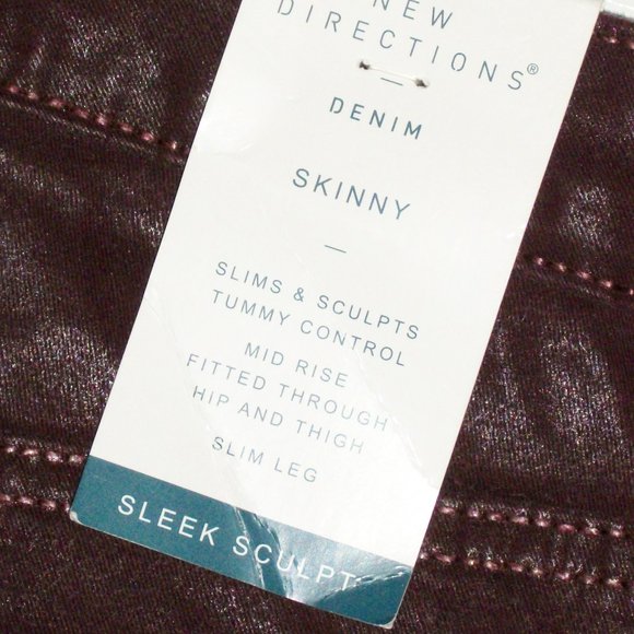 NEW DIRECTIONS 6 "Mulberry" Sleek & Sculpt Jeans NWT Wet Look Tummy Control - Picture 9 of 13